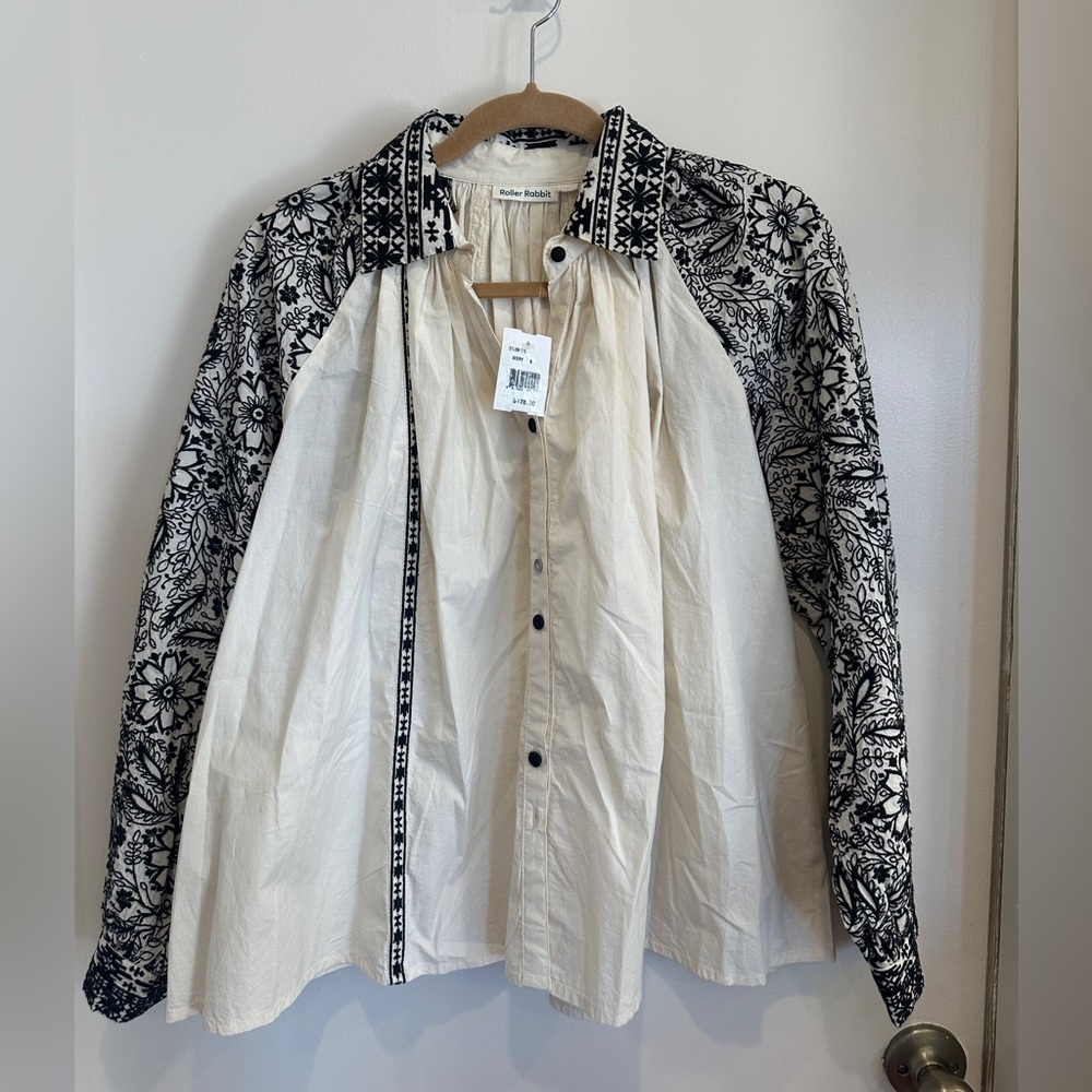 Roller Rabbit Black and White Floral Long Sleeve Shirt